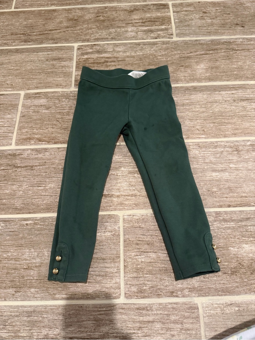JANIE AND JACK BUTTON CUFF PONTE PANT LEGGING BOTTOM GIRLS GREEN GOLD $30